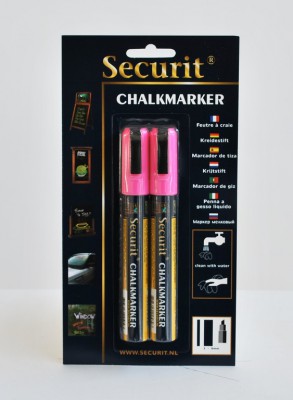 Securit® Tekutý křídový popisovač 2-6mm, sada 2ks růžový - Barový, restaurační servis a hotelové doplňky - Popisovače na tabuli a sklo - Popisovače 2-6mm