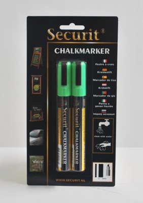 Securit® Tekutý křídový popisovač 2-6mm, sada 2ks zelený - Barový, restaurační servis a hotelové doplňky - Popisovače na tabuli a sklo - Popisovače 2-6mm