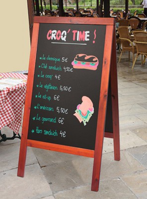 Securit® Nabídková stojanová tabule Woody Sandwich 70x125cm mahagon - Barový, restaurační servis a hotelové doplňky - Nabídkové tabule Áčkové
