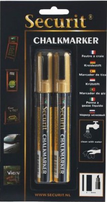 Securit® Tekutý křídový popisovač 2-6mm, sada 2ks zlatý - Barový, restaurační servis a hotelové doplňky - Popisovače na tabuli a sklo - Popisovače 2-6mm