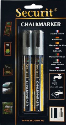 Securit® Tekutý křídový popisovač 2-6mm, sada 2ks stříbrný - Barový, restaurační servis a hotelové doplňky - Popisovače na tabuli a sklo - Popisovače 2-6mm