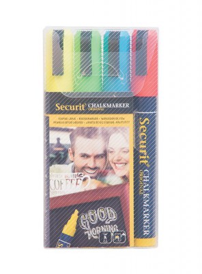 Securit® Tekutý křídový popisovač 2-6mm, sada 4ks MIX barev - Barový, restaurační servis a hotelové doplňky - Popisovače na tabuli a sklo - Popisovače 2-6mm