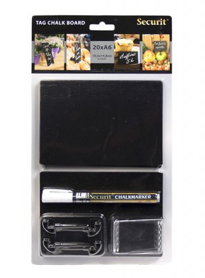 Securit® Sada 20 popisovacích tabulek A6 s popisovačem - Barový, restaurační servis a hotelové doplňky - Zapichovací popisovací tabulky - cenovky