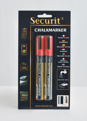 Securit® Tekutý křídový popisovač 2-6mm, sada 2ks červený - Barový, restaurační servis a hotelové doplňky - Popisovače na tabuli a sklo - Popisovače 2-6mm