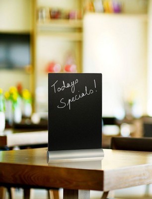 Securit® Stolní popisovací tabule OBDÉLNÍK s popisovačem, hliníkový stojánek - Barový, restaurační servis a hotelové doplňky - Nabídkové tabule stolní - Tabulka s motivy s hliníkovým podstavcem