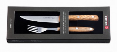 Souprava steaková - nůž, vidlička s olivovou střenkou Giesser 9750-2 o - Gastro příslušenství - Příbory - Příbory na steak