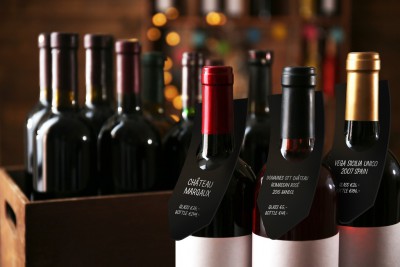 Securit® Popisovatelné tabulky na hrdla láhví, 10 ks s popisovačem - Barový, restaurační servis a hotelové doplňky - Nabídkové tabule stolní - Popisovací tabulky na láhve