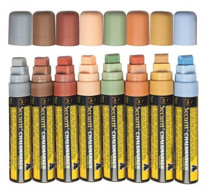 Securit® Sada 8 silných popisovačů,šířka hrotu 7-15mm,různé přírodní barvy - Barový, restaurační servis a hotelové doplňky - Popisovače na tabuli a sklo - Popisovače 7-15mm