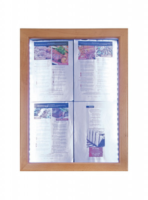 Securit® Informační zasklená tabule Teak 4 x A4 - Barový, restaurační servis a hotelové doplňky - LED nabídkové tabule - Nabídkové tabule